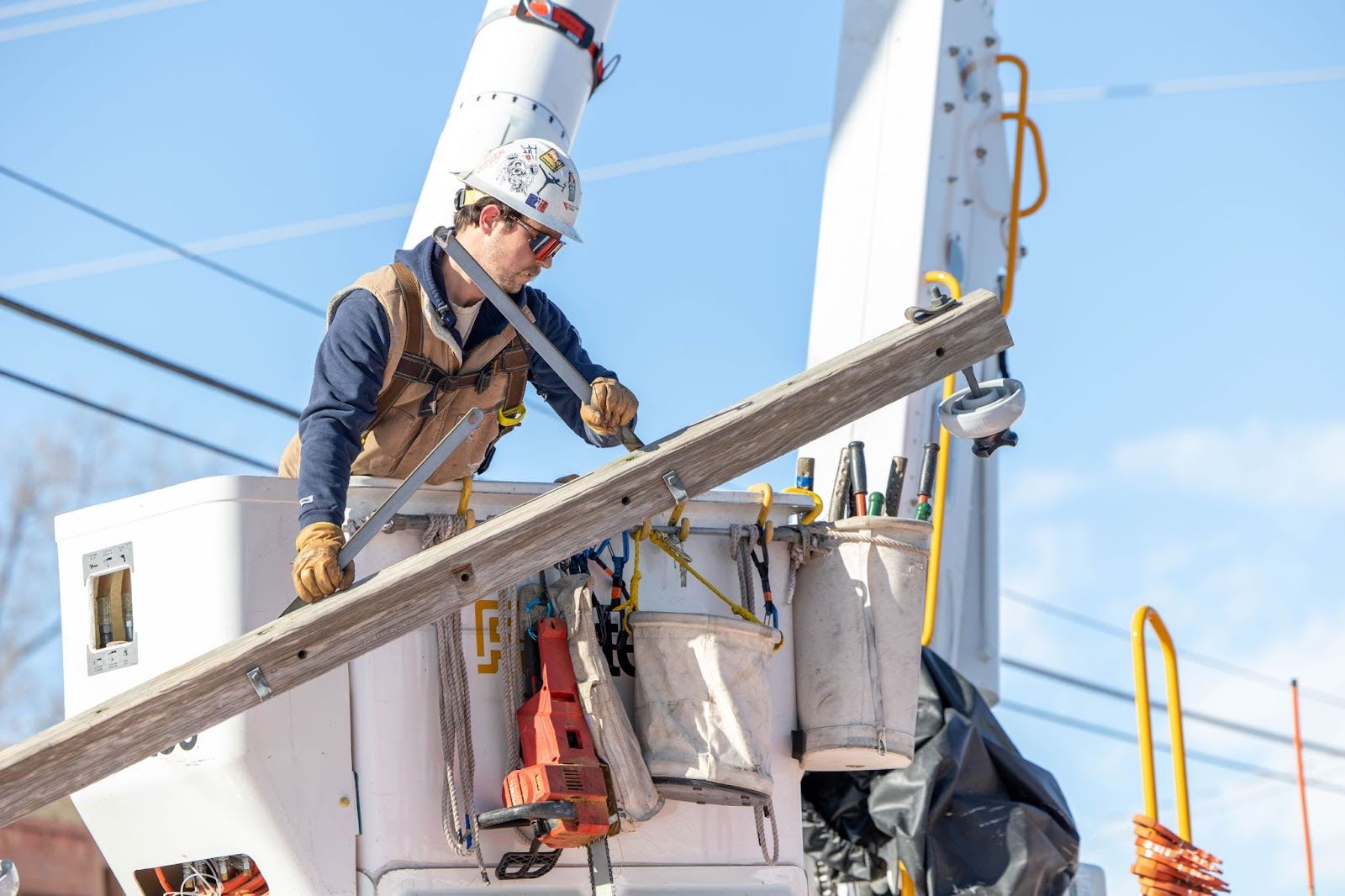 Worker on a powerline.