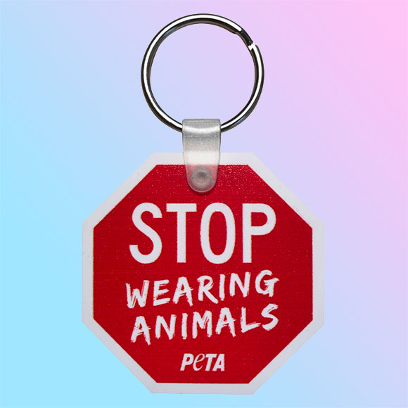 Stop Wearing Animals Keychain