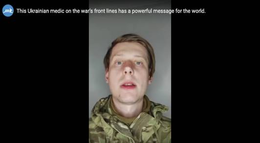 Image of Ukrainian soldier giving message