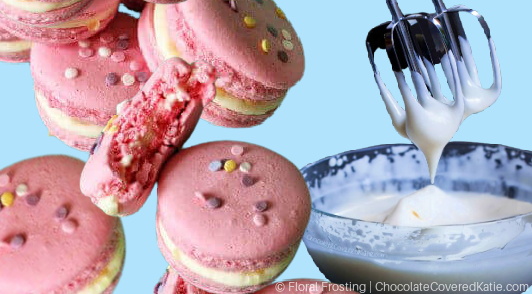 whipped Aquafaba and pink macaroons