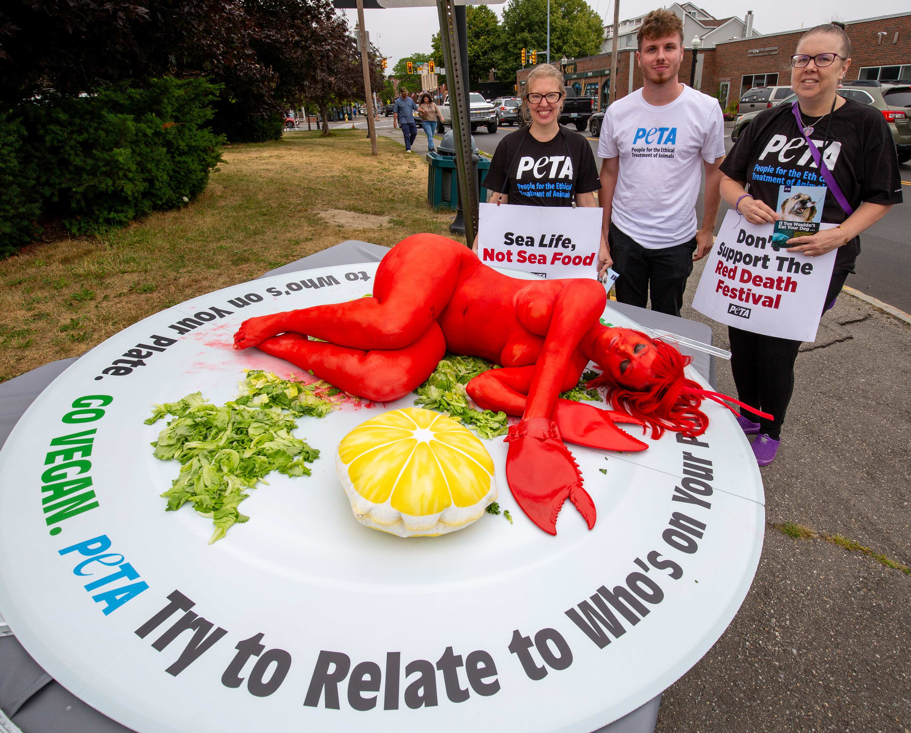 Maine Lobster Festival protest.