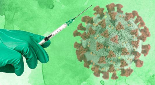 Image of syringe and COVID cell
