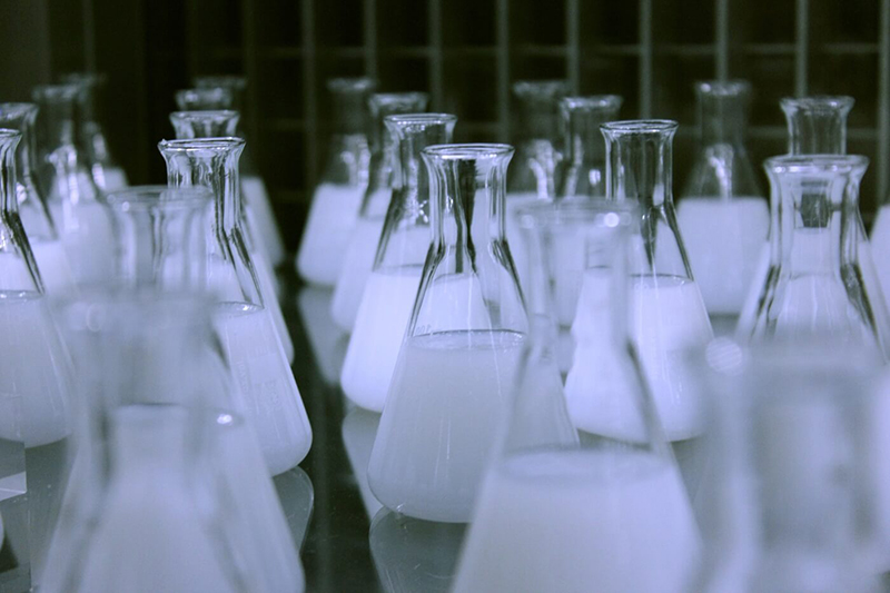 flasks in lab
