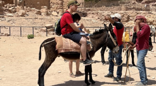donkey forced to gives rides to tourists in the heat