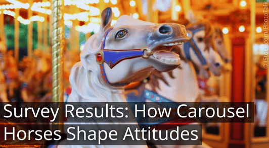 horse carousel with the with the words survey results how carousel horses shape attitudes