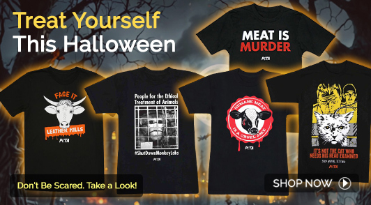 PETA tees with the words Treat yourself this Halloween