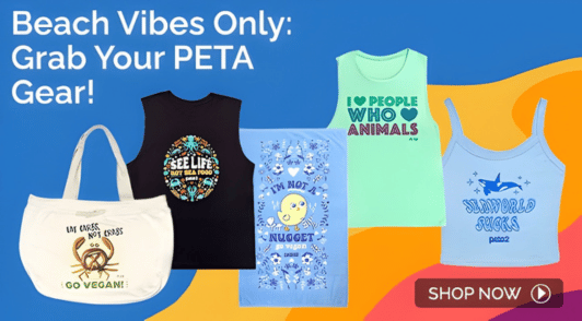 spring merch from the PETA Shop