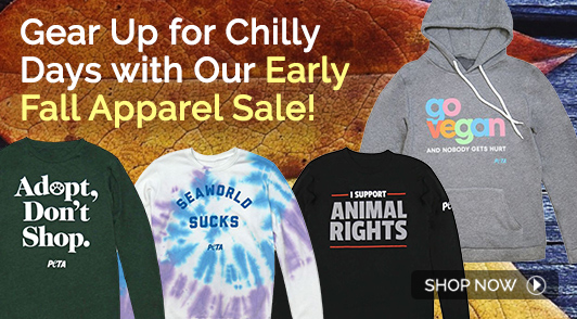 collage of PETAs fall merchandise