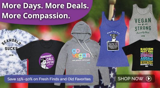 collage of merch on sale with the words more days more deals more compassion