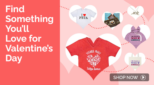 Valentines Day merch from the PETA Shop