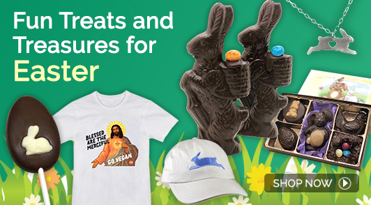 easter chocolates and other merch from the peta shop