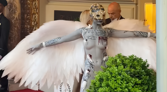 woman dressed as a bloody bird at Met Gala