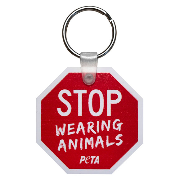 Stop Wearing Animals Keychain