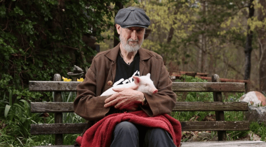 James Cromwell with piglet