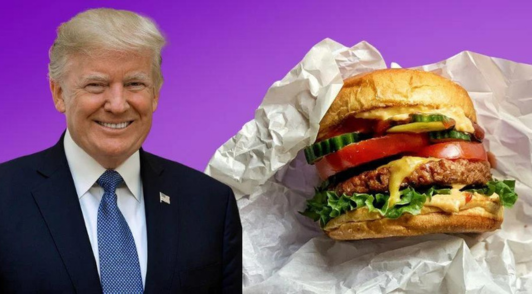 Donald Trump next to veggie burger