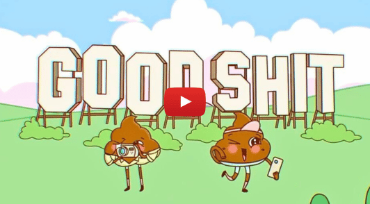 cartoon poo emojis with the words good shit in the background