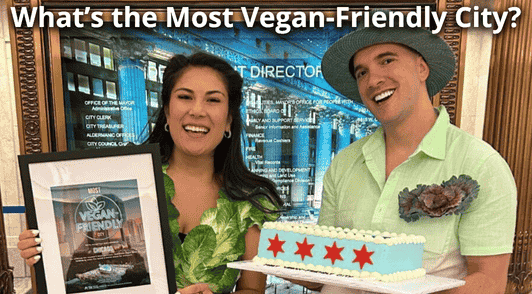 two people presenting the most vegan friendly city
