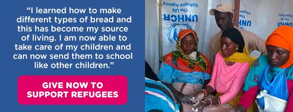 'I learned how to make different types of bread and this has become my source of living. I am now able to take care of my children and can now send them to school like other children.' Give now to support refugees!