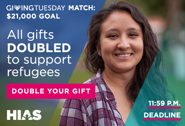 Giving Tuesday Match: $21,000 Goal. All Gifts Doubled to Support Refugees. Double Your Gift!