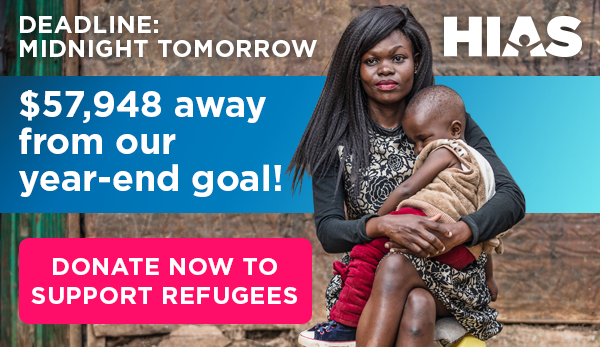 Deadline: Midnight tomorrow. $57,948 away from our year-end goal! Donate now to support refugees