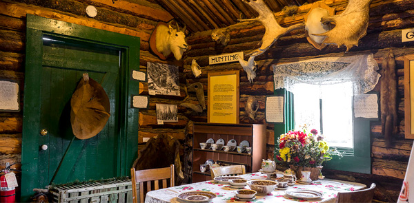 interior of a log cabin
