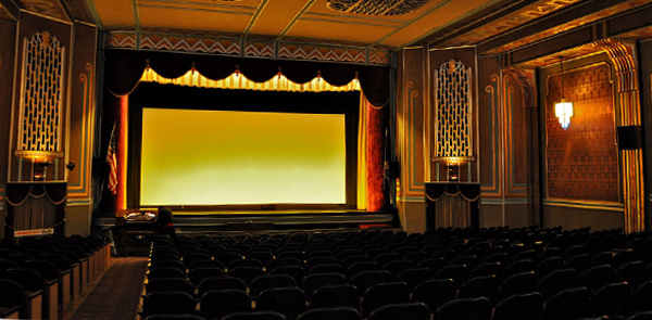 movie theatre with an empty screen
