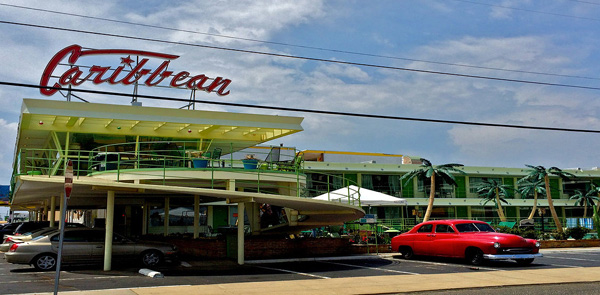 Caribbean Diner with old car out front