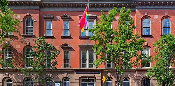 Brick Building with Pride flag