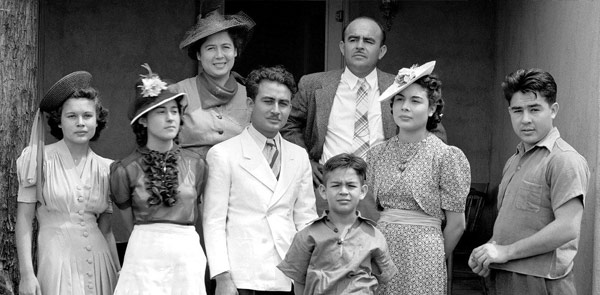 Black and white family photo