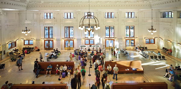 interior of a train station