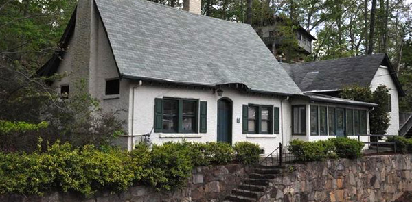 White house with pitched roof