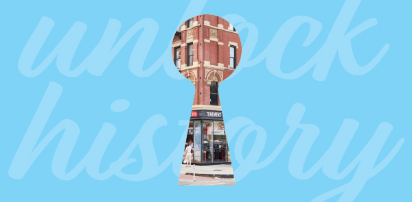 Day 20 Keyhole showing the corner of a brick building
