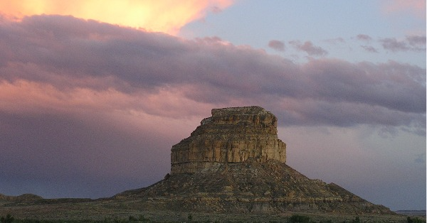 Fajada Butte at sunset.