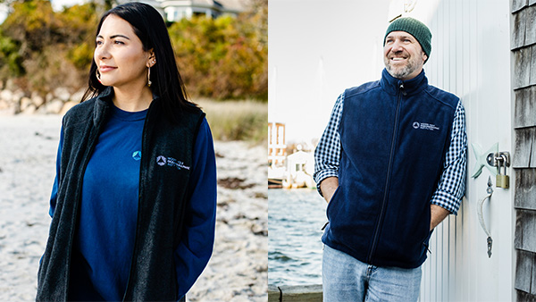 Get cozy with our WHOI fleece vests