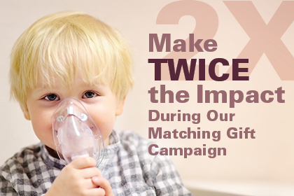 Child with breathing mask asking for a donation