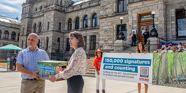 Old growth petition delivery at the B.C. Legislature