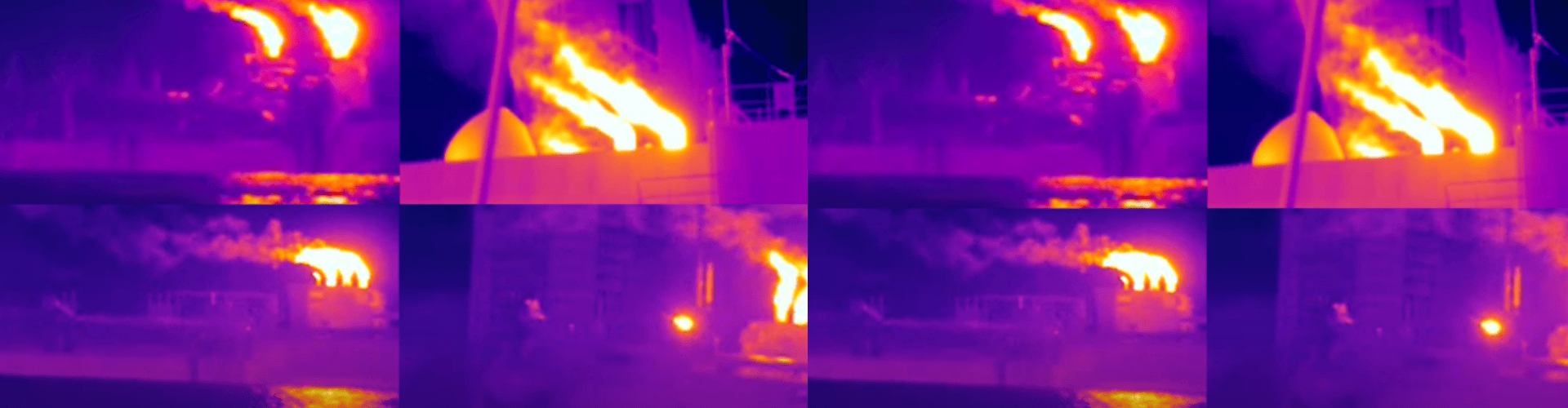 Infrared images of LNG ships leaking methane, from T&E's Methane at Sea: Finding the Invisible Climate Killer (2022). 