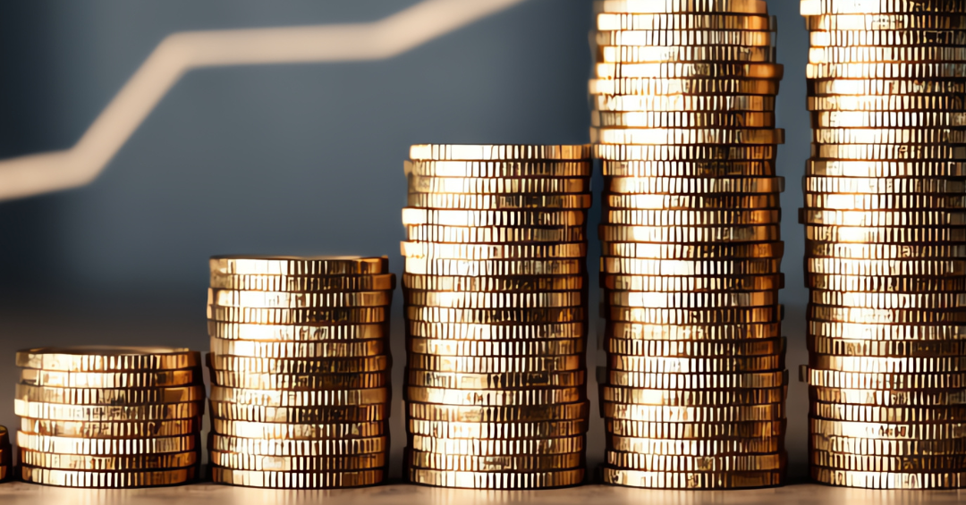 piles of coins getting larger 