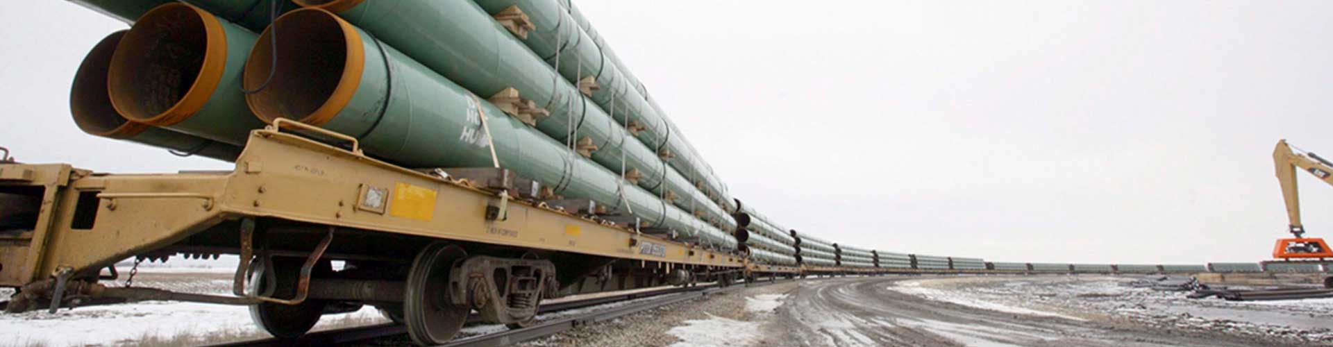 Trans Mountain Pipelines being transported by Rail