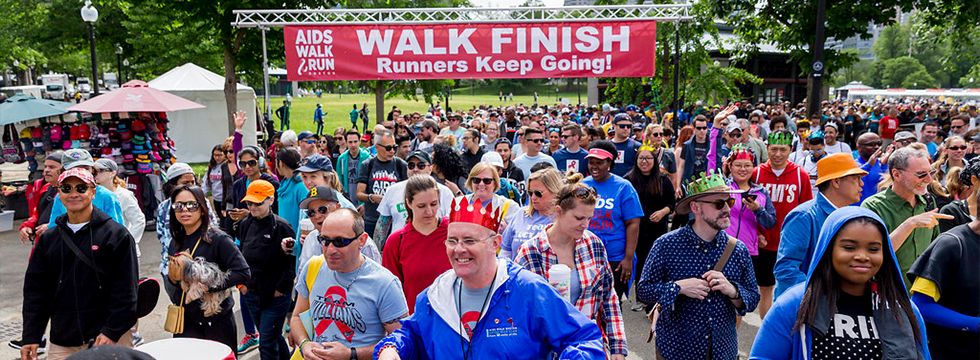Walkers at the finish line
