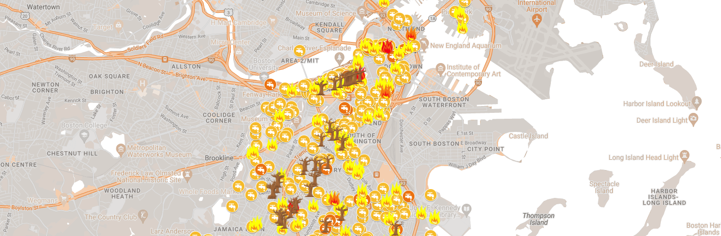 Map of gas leaks in Greater Boston