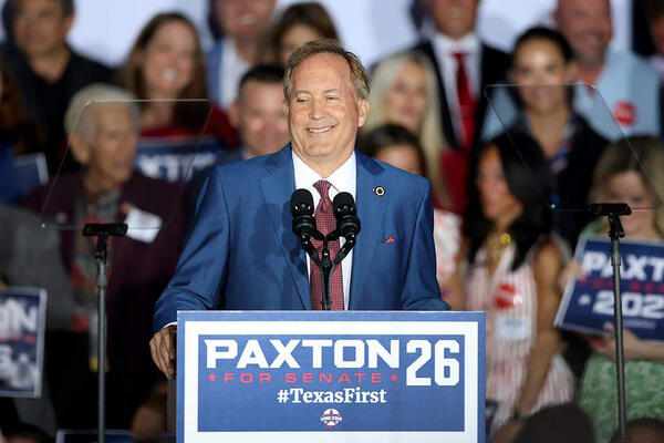 Ken Paxton addresses supporters in Plano, TX