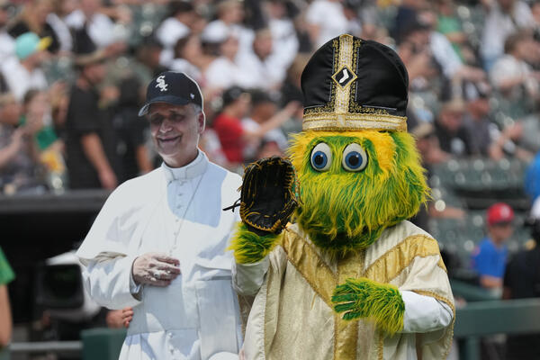The Chicago White Sox gave away promotional Pope hats before a game between the Chicago White Sox and the Cincinnati Reds at Rate Field on Aug. 11, 2026