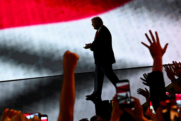 President Trump takes the stage at the Republican National Midterm Convention.