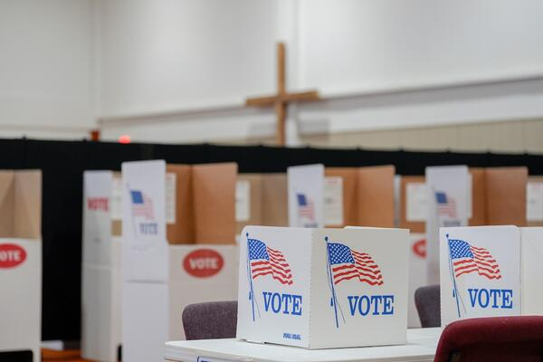 Ballot boxes at North Side Christian Church in Oklahoma City