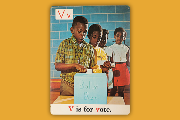 Children voting in a school election