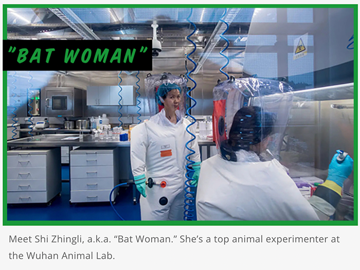 The top animal experiemnter at Wuhan Labs in PPE looking at the camera