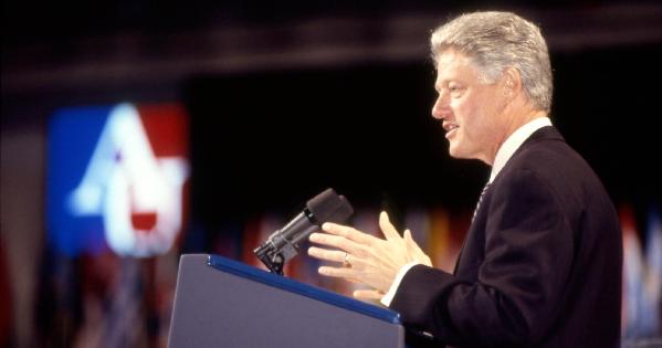 President Bill Clinton speaking at American University on September 9, 1997.