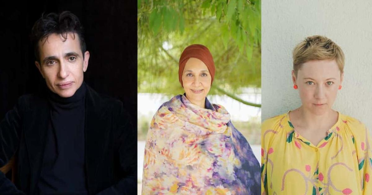 Photos of authors Masha Gesson, Leila Aboulela and Valzhyna Mort