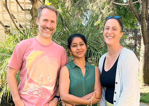 From right to left: Brian Calvert, Maureen Nandini Mitra, Zoe Loftus-Farren